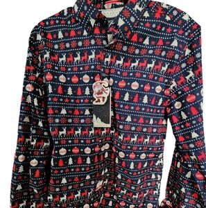 Mens medium Christmas Cactus Man button down